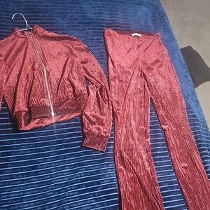 Women's Red Velvet Jumpsuit